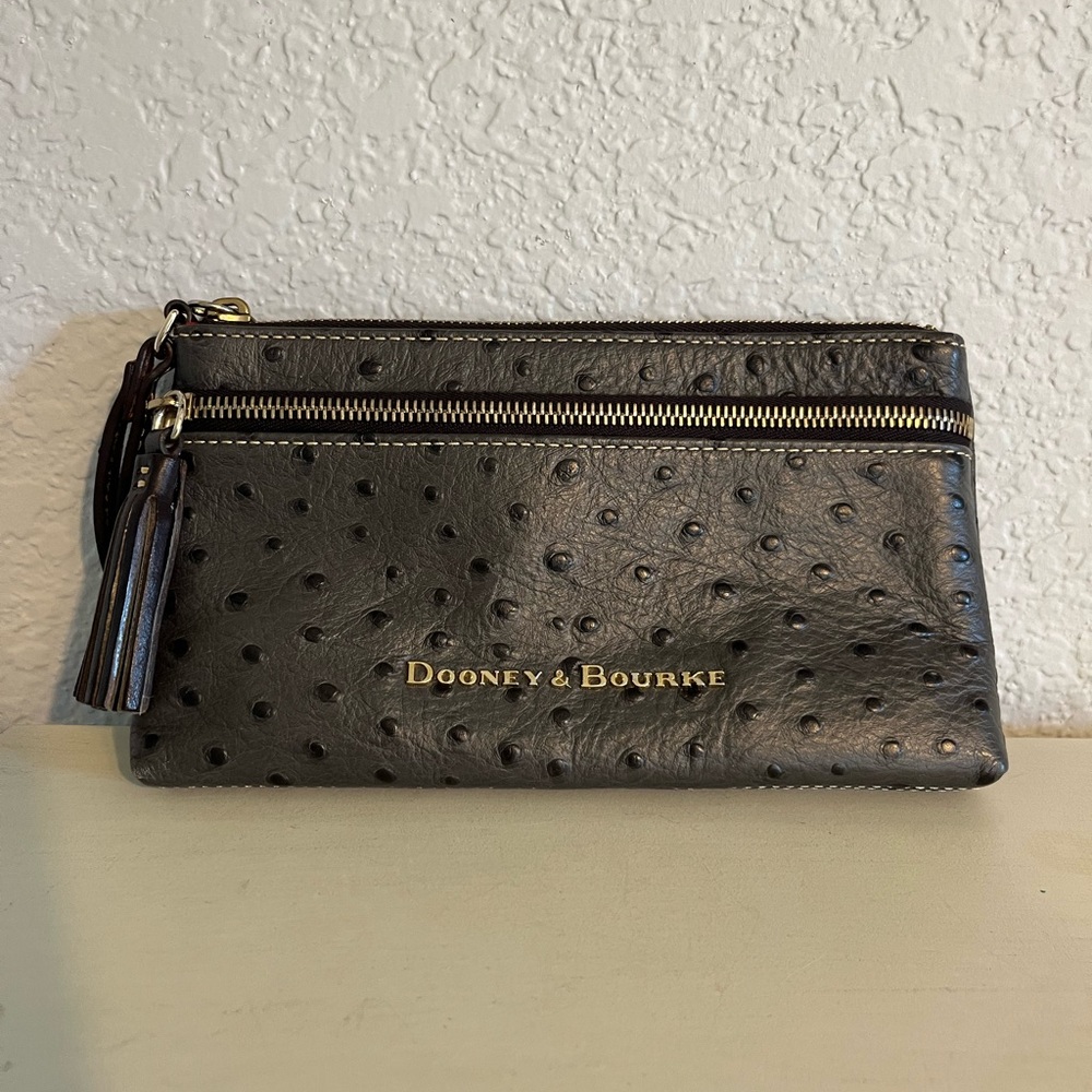 Dooney & Bourke Ostrich Double Zip Wristlet Wallet